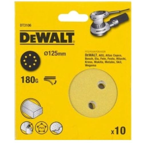 Круг шлифовальный 10 шт. DeWALT DT3106-QZ, 125мм, по дереву