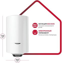 Водонагреватель Ariston PRO1 ECO INOX ABS PW 80 V,  накопительный,  2.5кВт,  80л,  белый