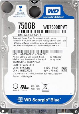 Обзор товара жесткий диск WD Scorpio Blue WD7500BPVT, 750ГБ, HDD, SATA ...