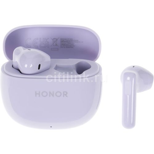 Наушники Honor Earbuds X6, Bluetooth, вкладыши, фиолетовый [5503abkc]