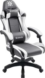 Кресло игровое Defender Fortune, экокожа, до 120кг, серый
