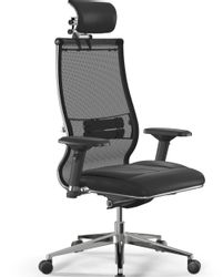 Кресло МЕТТА Samurai SL-3, сетка/экокожа, до 150кг, черный