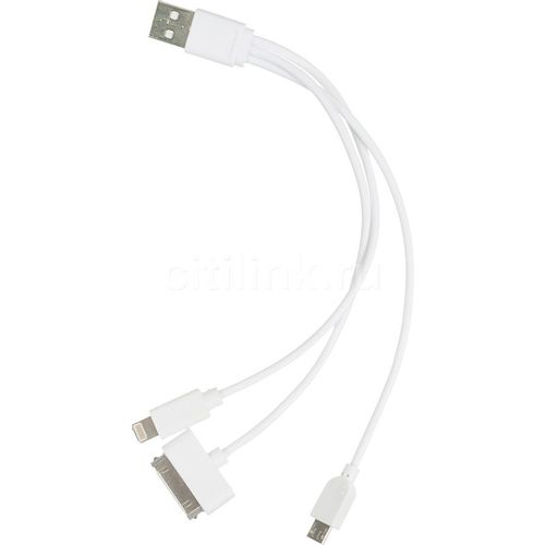 Кабель Lightning (m)/30-pin (Apple)/micro USB (m) - USB (m), 0.2м, 1A, белый