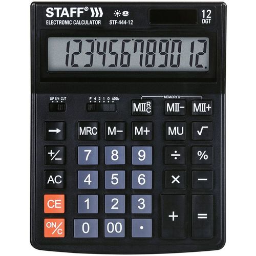 Калькулятор STAFF STF-444, 12-разрядный, черный