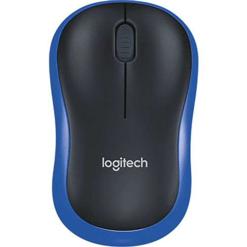 Мышь беспроводная Logitech M186, радио, оптическая, USB, 1000dpi, черный и синий [910-004132]