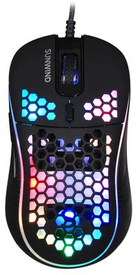 Мышь проводная SunWind SW-M800G, игровая, оптическая, USB, 3200dpi, черный [1422399]