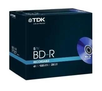 Оптический диск BD-R TDK 25ГБ 4x, 5шт., T78008, full jewel case