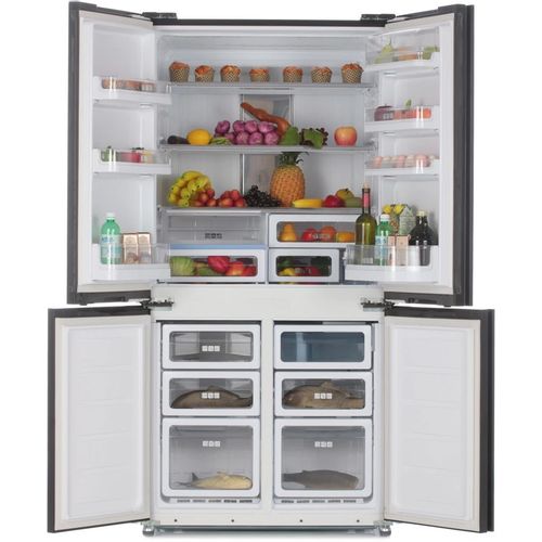 Холодильник трехкамерный Sharp SJ-FS97VBK Hybrid Cooling, Side by Side, черный