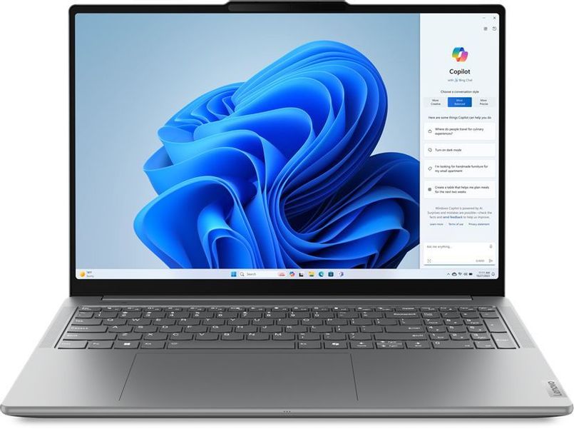 Ноутбук Lenovo Yoga Pro 9 16IMH9 83DN002XRU, 16", 2024, IPS, Intel Core Ultra 7 155H, Intel Evo 1.4ГГц, 16-ядерный, 16ГБ LPDDR5x, 1ТБ SSD,  NVIDIA GeForce  RTX 4060 для ноутбуков - 8 ГБ, Windows 11 Home, серый