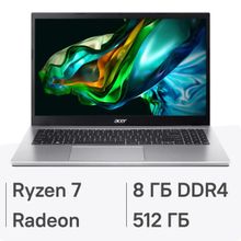 Изображение товара Ноутбук Acer Aspire 3 A315-44P-R9SZ 15.6", IPS, AMD Ryzen 7 5700U 1.8ГГц, 8-ядерный, 8ГБ DDR4, 512ГБ SSD,  AMD Radeon Graphics, без операционной системы, серебристый [nx.ksjcd.008]