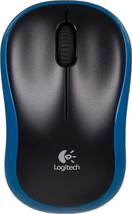 Мышь беспроводная Logitech M185, радио, оптическая, USB, 1000dpi, черный и синий [910-002239]