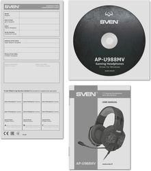 Гарнитура игровая Sven AP-U988MV,  проводные, черный  / красный