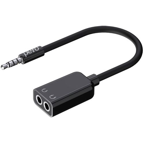 Кабель PERO AD06, Jack 3.5 (m) — 2хJack 3.5 (f), 0.1м, черный
