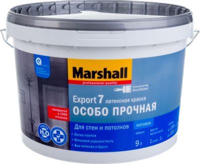 Обзор товара краска Marshall Export 7 Особо прочная (5248848) белый 9л ...