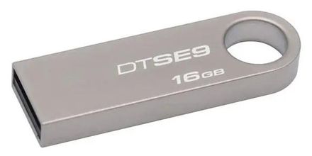 Флешка USB Kingston DataTraveler SE9 16ГБ, USB2.0, серебристый [dtse9h/16gb-yan]