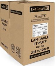 Кабель EXEGATE FUTP4-C5e-CU-S26-IN-PVC-GY-305 FTP F/UTP, кат.5E, 305м ...