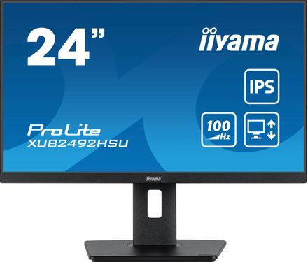 23.8" Монитор Iiyama ProLite XUB2492HSU-B6, 1920x1080, IPS, 100Гц, 1хHDMI, 1хDP, черный