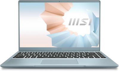 Ноутбук MSI Modern 14 B11SB-410RU 9S7-14D212-410, 14", Intel Core i7 1165G7 2.8ГГц, 4-ядерный, 16ГБ DDR4, 512ГБ SSD,  NVIDIA GeForce  MX450 - 2 ГБ, Windows 10 Home, голубой