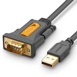 Изображение товара Кабель UGREEN CR104,  DB9 (f) (прямой) -  USB 2.0 A (f) (прямой),  GOLD ,  ферритовый фильтр ,  круглое,  2м,  серый [20222]