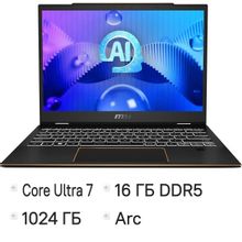 Изображение товара Ноутбук MSI Summit E13 AI Evo A1MTG-001US, 13.3", трансформер,  IPS, Intel Core Ultra 7 155H 1.4ГГц, 16-ядерный, 16ГБ LPDDR5, 1ТБ SSD,  Intel Arc, Windows 11 Home,  черный [9s7-13p411-001]