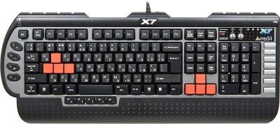 Клавиатура A4TECH X7-G800MU,  PS/2, c подставкой для запястий, черный серый