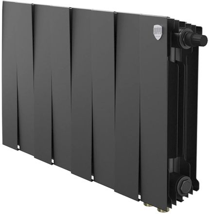 Радиатор биметаллический ROYAL THERMO Pianoforte 300 VR80, 8 секций, нижнее правое подключение, черный