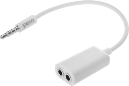 Переходник PERO AD-06,  Jack 3.5 (m) -  2хJack 3.5 (f),  белый [prad06pswt]