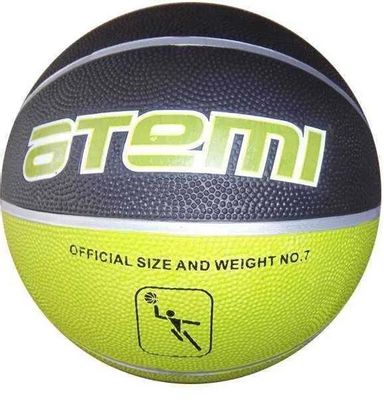Мяч баскетбольный ATEMI BB11, для твердых покрытий, 7-й размер,  черный/салатовый [00000105447]