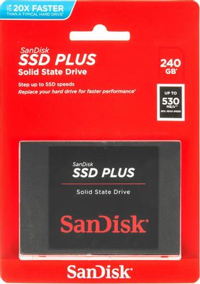 SSD накопитель Sandisk SSD PLUS SDSSDA-240G-G26 240ГБ, 2.5", SATA III,  SATA