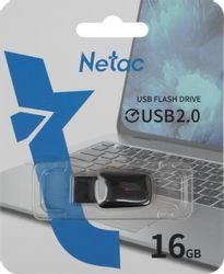 Флешка USB NETAC U197 16ГБ, USB2.0, черный и красный