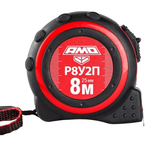Рулетка строительная AMO Р8У2П, 8м x25мм, с автостопом