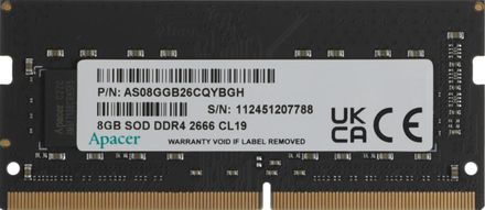 Оперативная память Apacer ES.08G2V.GNH DDR4 - 1x 8ГБ 2666МГц, для ноутбуков (SO-DIMM), Ret