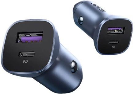 Автомобильное зарядное устройство UGREEN 40858, USB-A, USB-C, 30Вт, 5A, серый