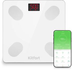 Изображение товара Напольные весы KitFort КТ-839, до 180кг, цвет: белый Изображение товара Напольные весы KitFort КТ-839, до 180кг, цвет: белый