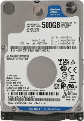 Жесткий диск WD Blue WD5000LPZX, 500ГБ, HDD, SATA III, 2.5