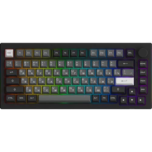Клавиатура AKKO 5075B Plus, беспроводная, Bluetooth/Радиоканал, механическая, черный/серебристый