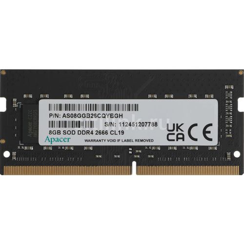 Оперативная память Apacer ES.08G2V.GNH DDR4 - 1x 8ГБ 2666МГц, для ноутбуков (SO-DIMM), Ret