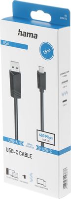 HAMA 2.0 1.5 m USB A To USB C Cable