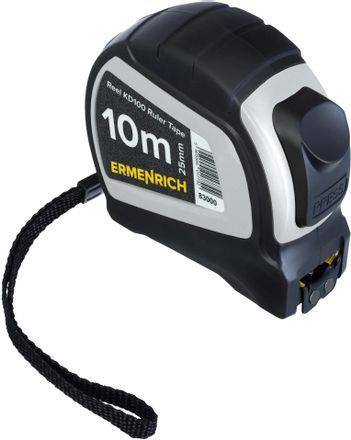 Рулетка строительная ERMENRICH Reel KD100,  10м x25мм,  с автостопом,  с магнитным зацепом [83000]