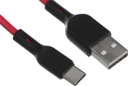 Кабель BORASCO USB Type-C -  USB (m),  1м,  3A,  красный [38516]
