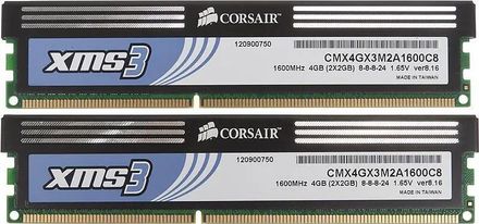 Оперативная память Corsair XMS3 CMX4GX3M2A1600C8 DDR3 -  2x 2ГБ 1600МГц, DIMM,  Ret
