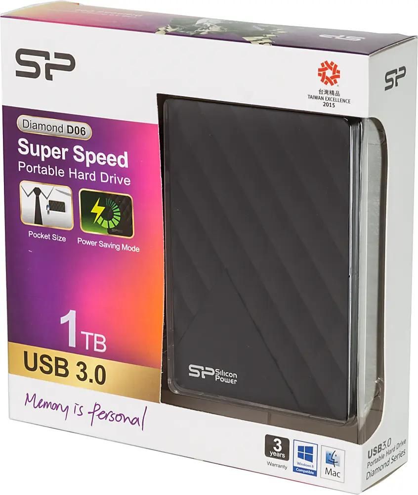 Внешний диск HDD Silicon Power Diamond D06, 1ТБ, черный