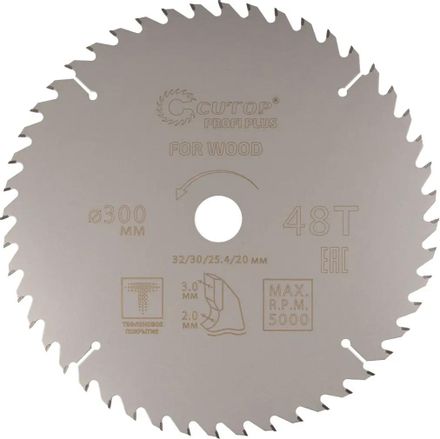Пильный диск CUTOP 75-30048Т, 300мм, 2мм, 32мм, по дереву
