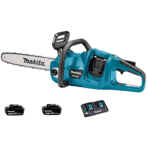 Цепная пила Makita DUC355PT2, аккумуляторная, 5Ач, с двумя аккумуляторами
