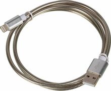 Изображение товара Кабель Lightning USB 1м в оплетке, 2.4A серебристый для Apple
