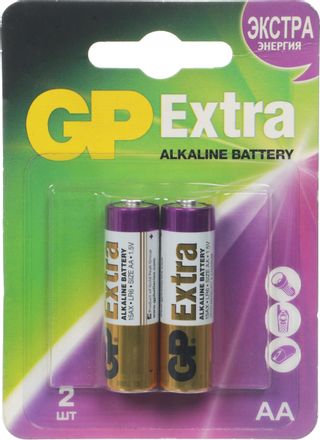 AA Батарейка GP Extra Alkaline 15AX LR6, 2 шт.