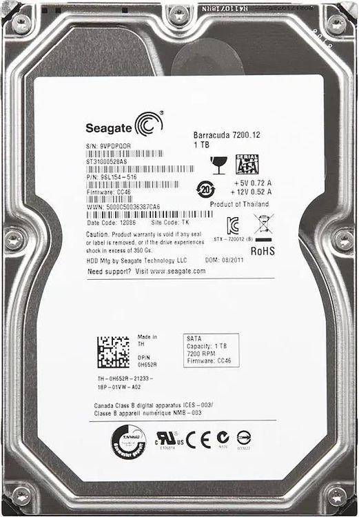 Seagate ST31000528AS 1 To 3.5 SATA Disque dur HDD 7200 tr/min - FRANCE