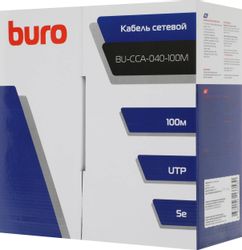 Кабель сетевой Buro BU-CCA-040-100M UTP, кат.5E, 100м, серый