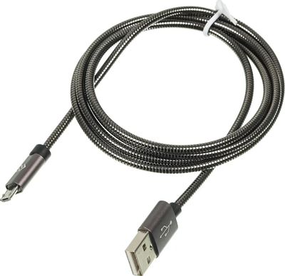 Кабель Digma micro USB (m) -  USB (m),  1.2м,  в оплетке,  2A,  темно-серый [microusb-1.2m-braided-g]