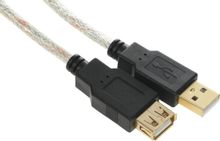 Изображение товара Кабель-удлинитель USB 2.0 NingBo 1.8м прозрачный с позолоченными контактами